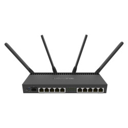Точка доступа/ RB4011iGS+5HacQ2HnD-IN Powerful 10xGigabit port router with a Quad-core 1.4Ghz CPU, 1GB RAM, SFP+ 10Gbps cage, dual band 2.4GHz / 5GHz 4x4 MIMO 802.11a/b/g/n/ac wireless and desktop case