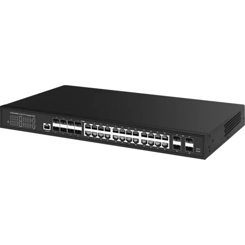 Управляемый L3 коммутатор Gigabit Ethernet на 16xGE RJ-45 + 8xGE Combo (RJ-45 + SFP) + 4x10G SFP+ Uplink. Порты: 16 x GE RJ-45 (10/100/1000 Base-T) + 8 x GE Combo Port (RJ-45 + SFP) + 4 x 10G SFP+ Uplink, Консольный порт, Уровень управления L3 (Full manag