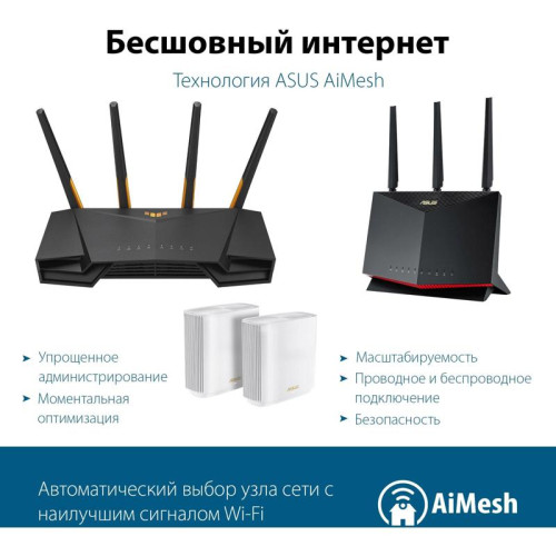 Роутер беспроводной Asus TUF-AX4200 AX4200 10/100/1000/2500BASE-TX/4G ready черный