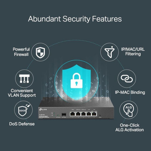 Маршрутизатор/ Gigabit Multi-WAN VPN Router, 1× Gb SFP WAN, 1× Gb RJ45 WAN, 2× Gb WAN/LAN RJ45, 2× Gb RJ45 LAN ports, Integration with Omada SDN Controller Маршрутизатор/ Gigabit Multi-WAN VPN Router, 1× Gb SFP WAN, 1× Gb RJ45 WAN, 2× Gb WAN/LAN RJ45, 2× Gb RJ45 LAN ports, Integration with Omada SDN Controller