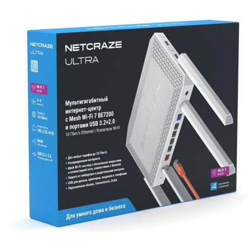 Роутер беспроводной Keenetic Netcraze Ultra (NC-1812) BE7200 10/100/1000/2500BASE-TX/4G ready