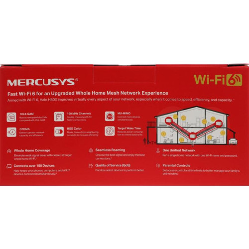 Бесшовный Mesh роутер Mercusys Halo H80X(3-pack) AX3000 10/100/1000BASE-TX белый (упак.:3шт)