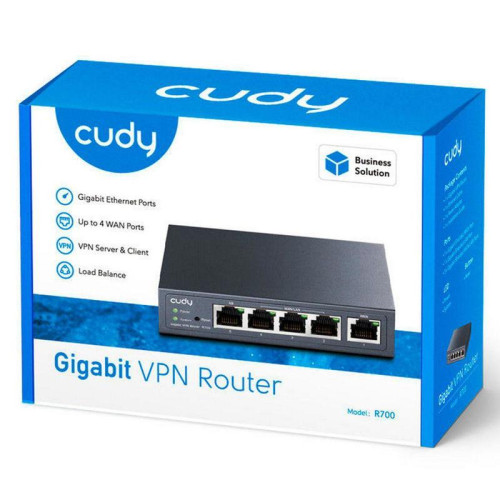 Маршрутизатор CUDY Gigabit Multi-WAN VPN Router, 1 GbE WAN,  1GbE LAN, 3 Configurable WAN/LAN,  Load balancing,  Link Backup, Zerotier/Wireguard/OpenVPN/IPSec/L2TP/PPTP VPN Server and Client, Zerotier,  IPv6, TR069/098/TR181/TR111, DNS over Cloudflare/Goo