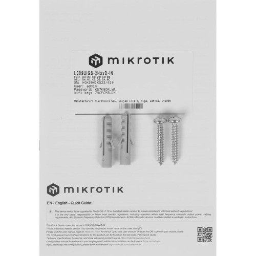 Роутер беспроводной MikroTik L009UiGS-2HaxD-IN AX600 10/100/1000BASE-TX красный