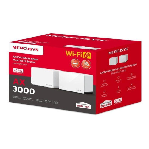 Бесшовный Mesh роутер Mercusys Halo H85X (HALO H85X(2-PACK)) AX3000 10/100/1000/2500BASE-T белый (упак.:2шт)