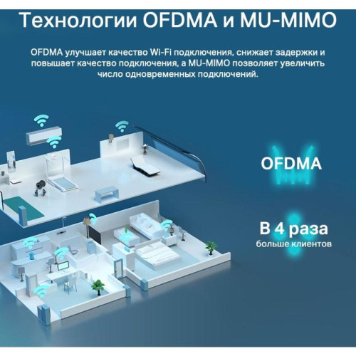 Роутер беспроводной TP-Link Archer AX53 AX3000 10/100/1000BASE-TX черный