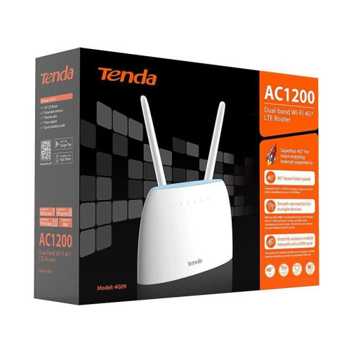 Роутер беспроводной Tenda 4G09 AC1200 10/100/1000BASE-TX/3G/4G cat.6 белый