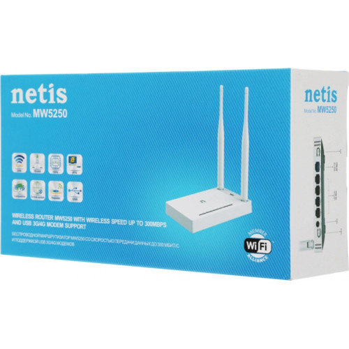 Роутер беспроводной Netis MW5250 N300 10/100BASE-TX/4G ready белый Роутер беспроводной Netis MW5250 N300 10/100BASE-TX/4G ready белый