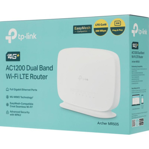 Роутер беспроводной TP-Link Archer MR505 AC1200 10/100/1000BASE-TX/3G/4G/4G+ cat.6 белый