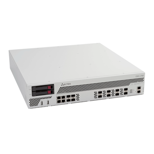 Сервисный маршрутизатор ESR-1700, 4х combo 10/100/1000BASE-T/1000Base-X,8х 10GBASE-R SFP+, 2x USB 2.0, 32GB RAM, 1 GB Flash, 2 слота для модулей питания