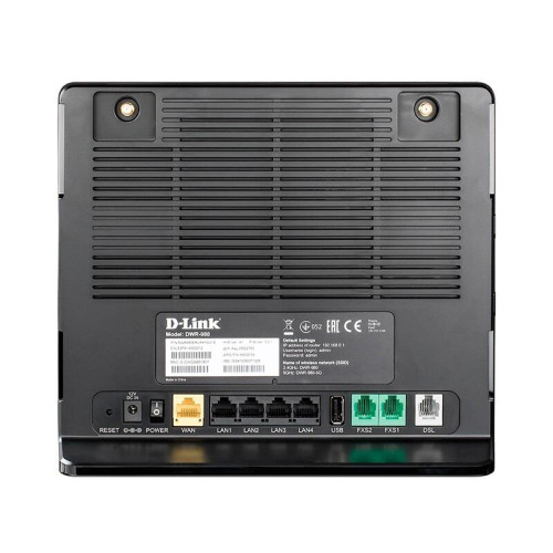Маршрутизатор/ DWR-980 AC1200 Wi-Fi LTE Router, 1000Base-T WAN, 4x1000Base-T LAN, 2x3dBi detachable LTE antennas, 4x4dBi internal Wi-Fi antennas, SIM slot, 2xFXS+DSL+USB ports, VDSL2 support