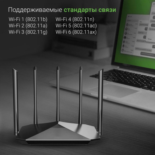 Роутер беспроводной Digma DWR-AX1501 AX1500 10/100/1000BASE-TX черный