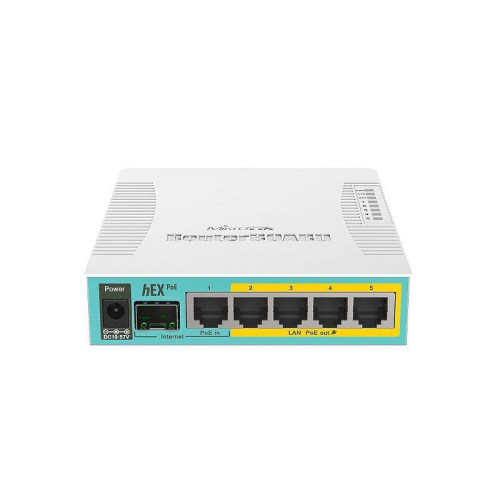 Маршрутизатор/ hEX PoE 5x Gigabit Ethernet with PoE output for four ports, SFP, USB, 800MHz CPU, 128MB RAM, RouterOS L4 Маршрутизатор/ hEX PoE 5x Gigabit Ethernet with PoE output for four ports, SFP, USB, 800MHz CPU, 128MB RAM, RouterOS L4