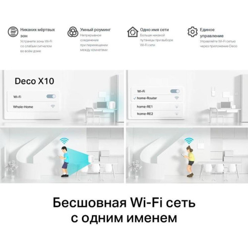 Бесшовный Mesh роутер TP-Link Deco X10 (DECO X10(2-PACK)) AX1500 10/100/1000BASE-TX белый (упак.:2шт)