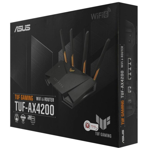 Роутер беспроводной Asus TUF-AX4200 AX4200 10/100/1000/2500BASE-TX/4G ready черный