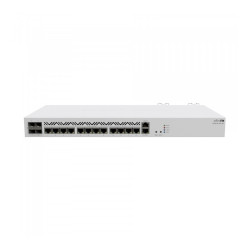 Маршрутизатор/ CCR2116-12G-4S+ Cloud Core Router with Amazon Annapurna Labs Alpine v3 AL73400 CPU (16-cores, 2GHz per core) and Marvell 98DX3255 switch-chip, 16GB RAM, 4xSFP+ cage, 13xGbit LAN, M.2 PCIe slot, RouterOS L6, 1U rackmount case, Dual PSU