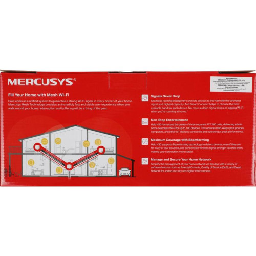 Бесшовный Mesh роутер Mercusys Halo H30(3-pack) AC1200 10/100BASE-TX компл.:устройство/крепления/адаптер белый (упак.:3шт)