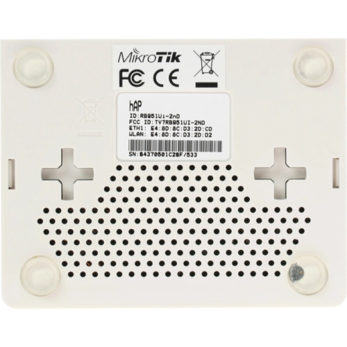 Роутер беспроводной MikroTik hAP (RB951UI-2ND) N300 10/100BASE-TX белый Роутер беспроводной MikroTik hAP (RB951UI-2ND) N300 10/100BASE-TX белый