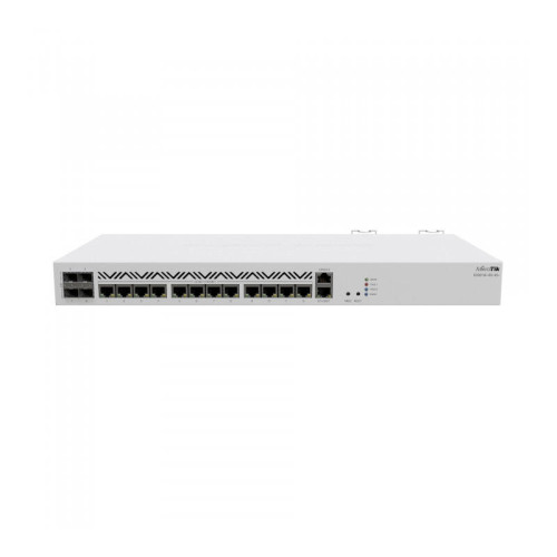 Маршрутизатор/ CCR2116-12G-4S+ Cloud Core Router with Amazon Annapurna Labs Alpine v3 AL73400 CPU (16-cores, 2GHz per core) and Marvell 98DX3255 switch-chip, 16GB RAM, 4xSFP+ cage, 13xGbit LAN, M.2 PCIe slot, RouterOS L6, 1U rackmount case, Dual PSU