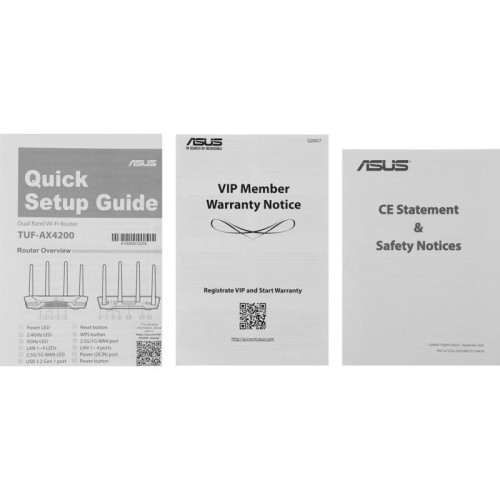 Роутер беспроводной Asus TUF-AX4200 AX4200 10/100/1000/2500BASE-TX/4G ready черный