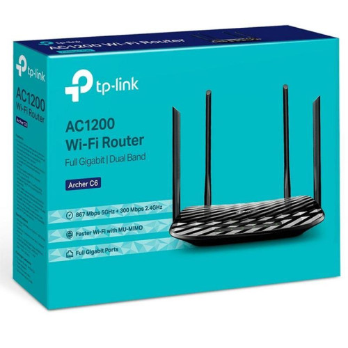Маршрутизатор TP-LINK Archer C6 AC1200 Двухдиапазонный Wi-Fi гигабитный роутер до 867 Мбит/с на 5 ГГц + до 300 Мбит/с на 2,4 ГГц,802.11ac/a/b/g/n
