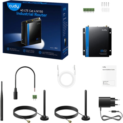 Промышленный маршрутизатор/ Industrial 4G LTE Cat4 Wi-Fi Router, LTE Cat4, N150 WiFi, 2 x 10/100M RJ45 Ports, 2 x SIM Slots, 1 x RP-SMA(Wi-Fi), 2 x SMA(4G), 1 x 7-Pin Industrial interface(RS485/RS232/IO), 1x 2-Pin Power Port, Support Wide Range Voltage, Промышленный маршрутизатор/ Industrial 4G LTE Cat4 Wi-Fi Router, LTE Cat4, N150 WiFi, 2 x 10/100M RJ45 Ports, 2 x SIM Slots, 1 x RP-SMA(Wi-Fi), 2 x SMA(4G), 1 x 7-Pin Industrial interface(RS485/RS232/IO), 1x 2-Pin Power Port, Support Wide Range Voltage,