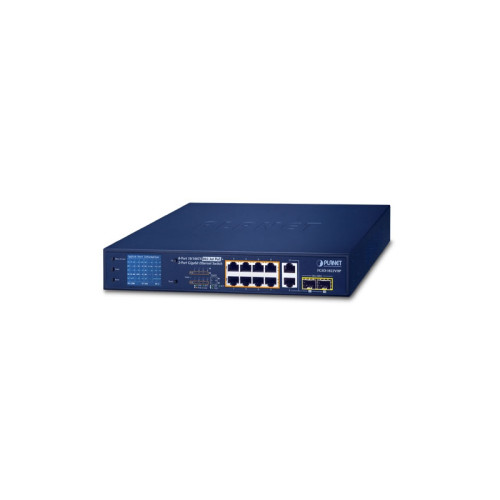 коммутатор/ PLANET 8-Port 10/100TX 802.3at PoE + 2-Port Gigabit TP/SFP combo Desktop Switch with LCD PoE Monitor(120W)