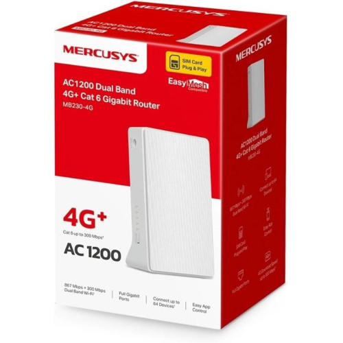 Роутер беспроводной Mercusys MB230-4G AC1200 10/100BASE-TX/3G/4G cat.6 белый