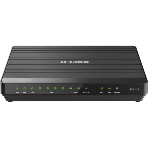 Маршрутизатор/ DPN-124G GPON ONT Wi-Fi N300 Router, GPON WAN, 4x1000Base-T LAN, 2x3.5dBi internal antennas, 2FXS+USB ports, Ethernet WAN support