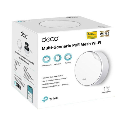 Бесшовный Mesh роутер TP-Link Deco X50-PoE(1-pack) AX3000 1000/2500BASE-T белый