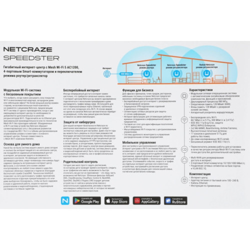 Роутер беспроводной Keenetic Netcraze Speedster (NC-3013) AC1200 10/100/1000BASE-TX Роутер беспроводной Keenetic Netcraze Speedster (NC-3013) AC1200 10/100/1000BASE-TX