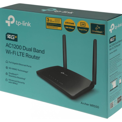 Роутер беспроводной TP-Link Archer MR550 AC1200 10/100/1000BASE-TX/4G cat.6 черный Роутер беспроводной TP-Link Archer MR550 AC1200 10/100/1000BASE-TX/4G cat.6 черный