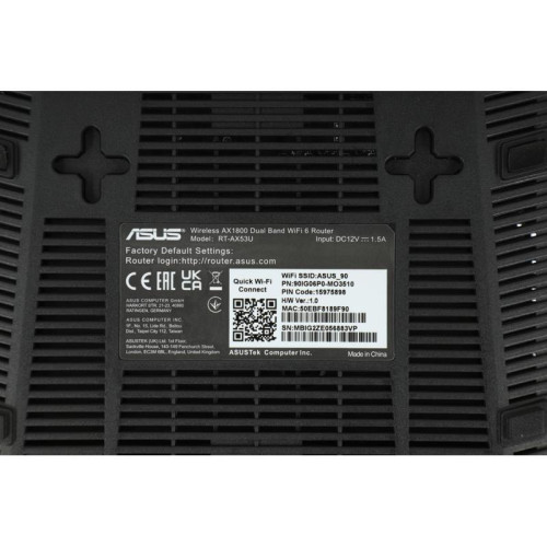 Роутер беспроводной Asus RT-AX53U AX1800 10/100/1000BASE-TX/4G ready черный