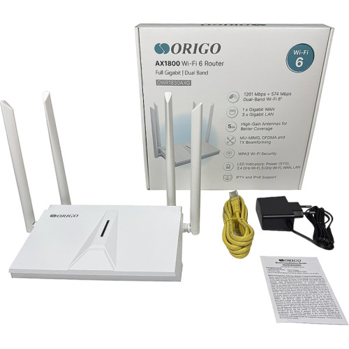 Маршрутизатор/ Двухдиапазонный Wi-Fi 6 маршрутизатор AX1800, 1x1000Base-T WAN, 3x1000Base-T LAN, 4 внешние антенны 5 dBi