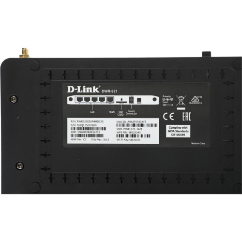 Роутер беспроводной D-Link DWR-921 N300 10/100/1000BASE-TX черный