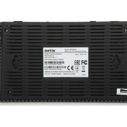 Роутер беспроводной Netis MW5360 N300 10/100BASE-TX/4G cat.4 черный