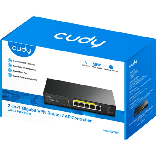 Контроллер Cudy C200P 10/100/1000BASE-TX Контроллер Cudy C200P 10/100/1000BASE-TX