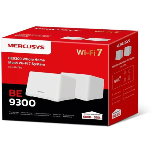 Бесшовный Mesh роутер Mercusys Halo H47BE (HALO H47BE(2-PACK)) BE9300 10/100/1000BASE-TX белый (упак.:2шт)
