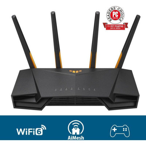 Роутер беспроводной Asus TUF-AX3000 AX3000 10/100/1000BASE-TX/4G ready черный Роутер беспроводной Asus TUF-AX3000 AX3000 10/100/1000BASE-TX/4G ready черный