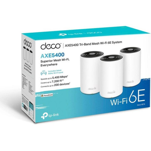 Бесшовный Mesh роутер TP-Link Deco XE75 AXE5400 10/100/1000BASE-TX белый (упак.:3шт)