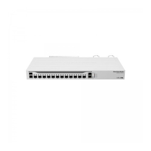 Маршрутизатор/ CCR2004-1G-12S+2XS Cloud Core Router with Annapurna Alpine AL32400 Cortex A57 CPU (4-cores, 1.7GHz per core), 4GB RAM, 1x Gigabit RJ45 port, 12x 10G SFP+ cages, 2 x 25G SFP28 cages, RouterOS L6, 1U rackmount case, Dual PSU