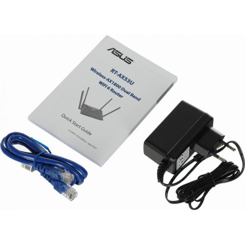 Роутер беспроводной Asus RT-AX53U AX1800 10/100/1000BASE-TX/4G ready черный