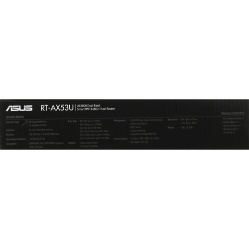 Роутер беспроводной Asus RT-AX53U AX1800 10/100/1000BASE-TX/4G ready черный
