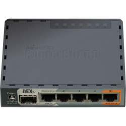 Маршрутизатор/ hEX S 5x Gigabit Ethernet, SFP, Dual Core 880MHz CPU, 256MB RAM, USB, microSD, RouterOS L4, IPsec hardware encryption support and The Dude server package