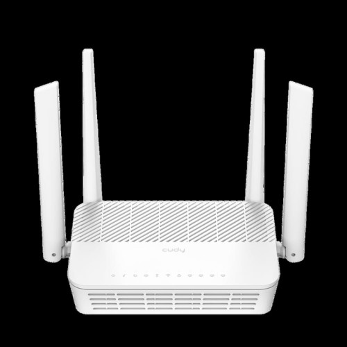 Маршрутизатор CUDY GP3000 AX3000 Wi-Fi 6 GPON Router Dual Band Gigabit xPON, Realtek chipset, GPON/EPON, 2402Mbps at 5GHz + 576Mbps at 2.4GHz, 802.11ax/ac/a/b/g/n, 1 PON Port, 4 Gigabit RJ45 port, Power ON/OFF Button,WPS Button,WiFi Button, Reset butto