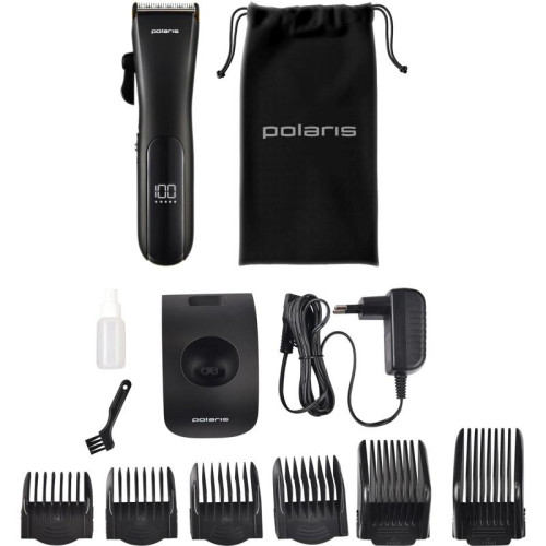 Машинка для стрижки/ Машинка для стрижки Polaris PHC 2500 черный 3Вт (насадок в компл:6шт)