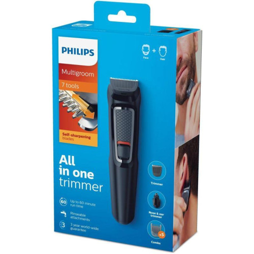 Триммер/ Триммер Philips MG3720/15 черный (насадок в компл:7шт)