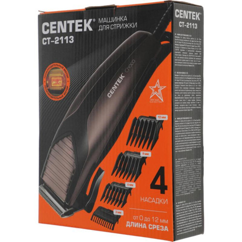Машинка для стрижки/ Машинка для стрижки Centek CT-2113 коричневый/черный 12Вт (насадок в компл:4шт)