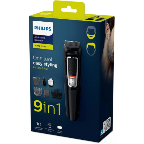 Триммер/ Триммер Philips MG3740/15 черный (насадок в компл:9шт)