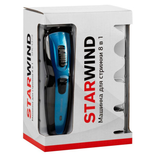 Машинка для стрижки/ Машинка для стрижки Starwind SHC 4379 синий/черный 3Вт (насадок в компл:9шт)